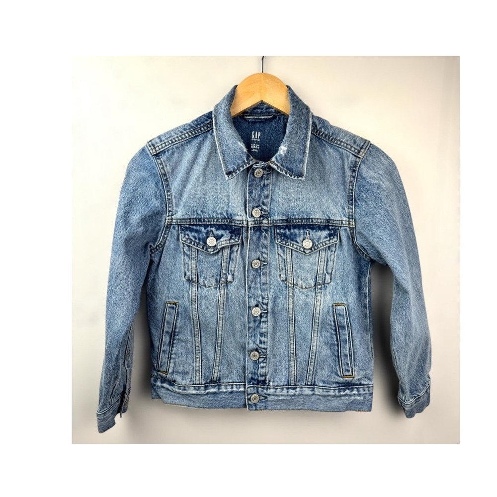 GAP Girls Light Wash Denim Jacket with Pockets Classic Size Large 10-11